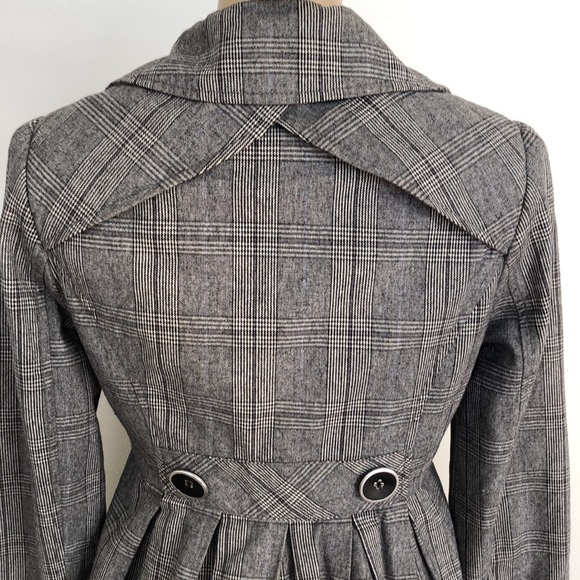 EUC RW&Co Black and Gray Cotton Plaid Coat Size S - Picture 7 of 14
